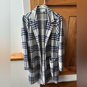 MELLODAY Blue and Gray Plaid Dress Coat